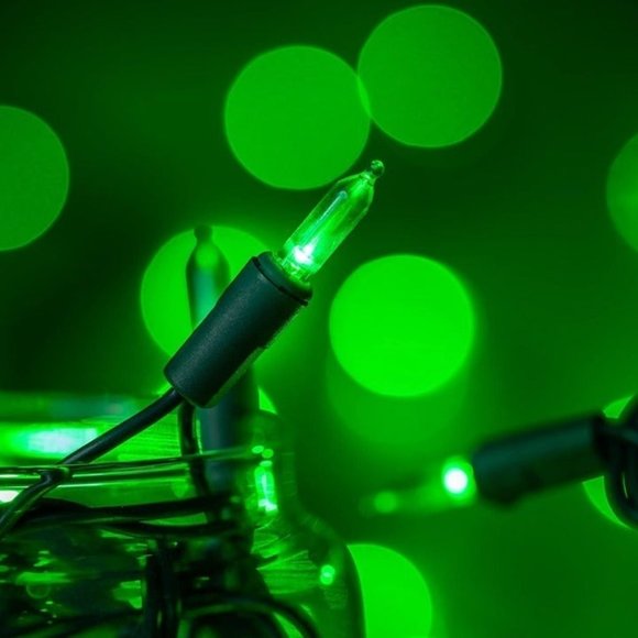 Green LED Christmas Lights with Green Wire, 66 Feet 200 Count Commercial Grade - Picture 3 of 10